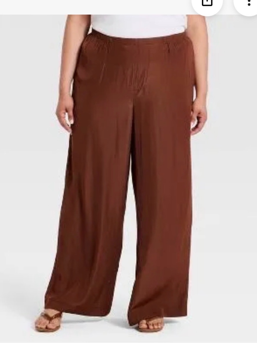 Wide-Leg Pull-On Pants in Brown
